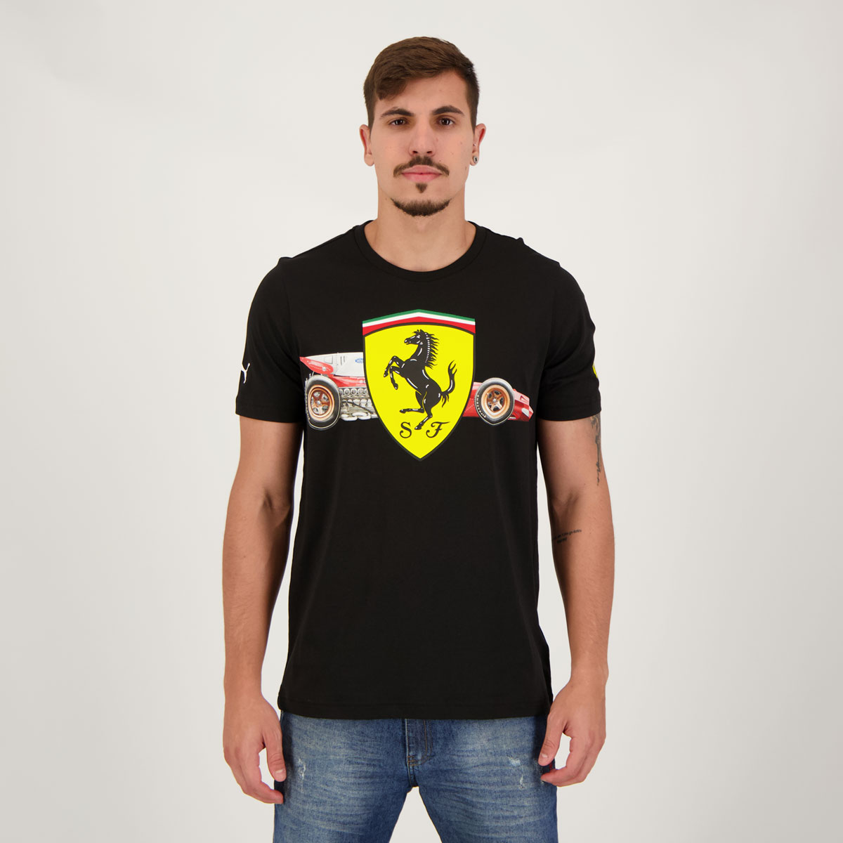Camiseta Puma Scuderia Ferrari Heritage Big Shield Preta