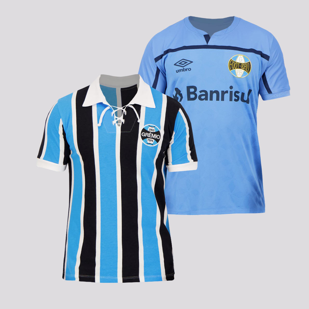 Kit Camisa Umbro Grêmio III 2020 + Camisa Retrô Azul e Branca