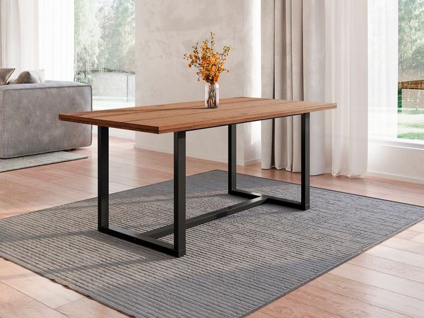 Mesa Jantar Madeira Maciça 183x92cm 6 Lugares Lumber CabeCasa MadeiraOriginals Marrom/Preto
