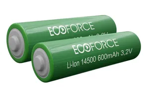 Bateria Recarregável Solar 600Mah Litio Ecoforce Verde com 2 Unidades