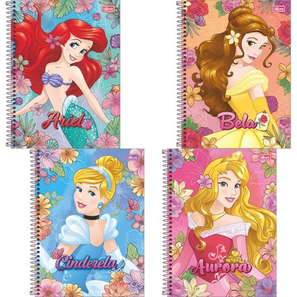 CADERNO CAPA DURA UNIVERSITÁRIO PRINCESAS DISNEY 1M 80FL