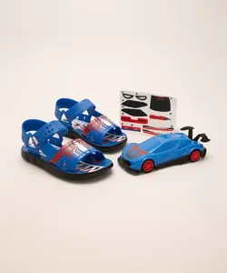 sandália infantil homem aranha + brinde grendene azul 29-30