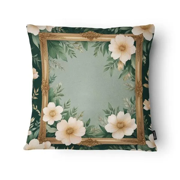 Capa Almofada Floral FL2455 Microfibra Fundo Verde43x43cm FL2455 - Tuti Gottô