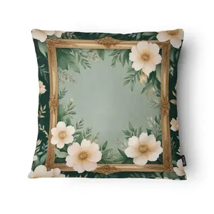 Capa Almofada Floral FL2455 Microfibra Fundo Verde43x43cm FL2455 - Tuti Gottô
