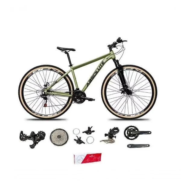 Bicicleta Aro 29 Absolute Nero 5 Alumínio 2x9 Freios Hidráulicos K7 Garfo Com Trava 18v Oliva 19