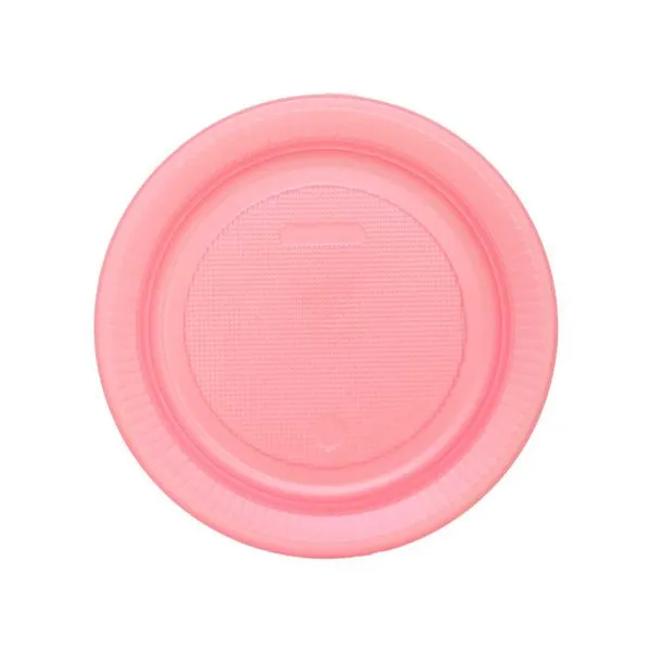 Prato Raso Plástico Ps Rosa Perolado 15cm 10 Unidades PRROP15 - Bello Festas