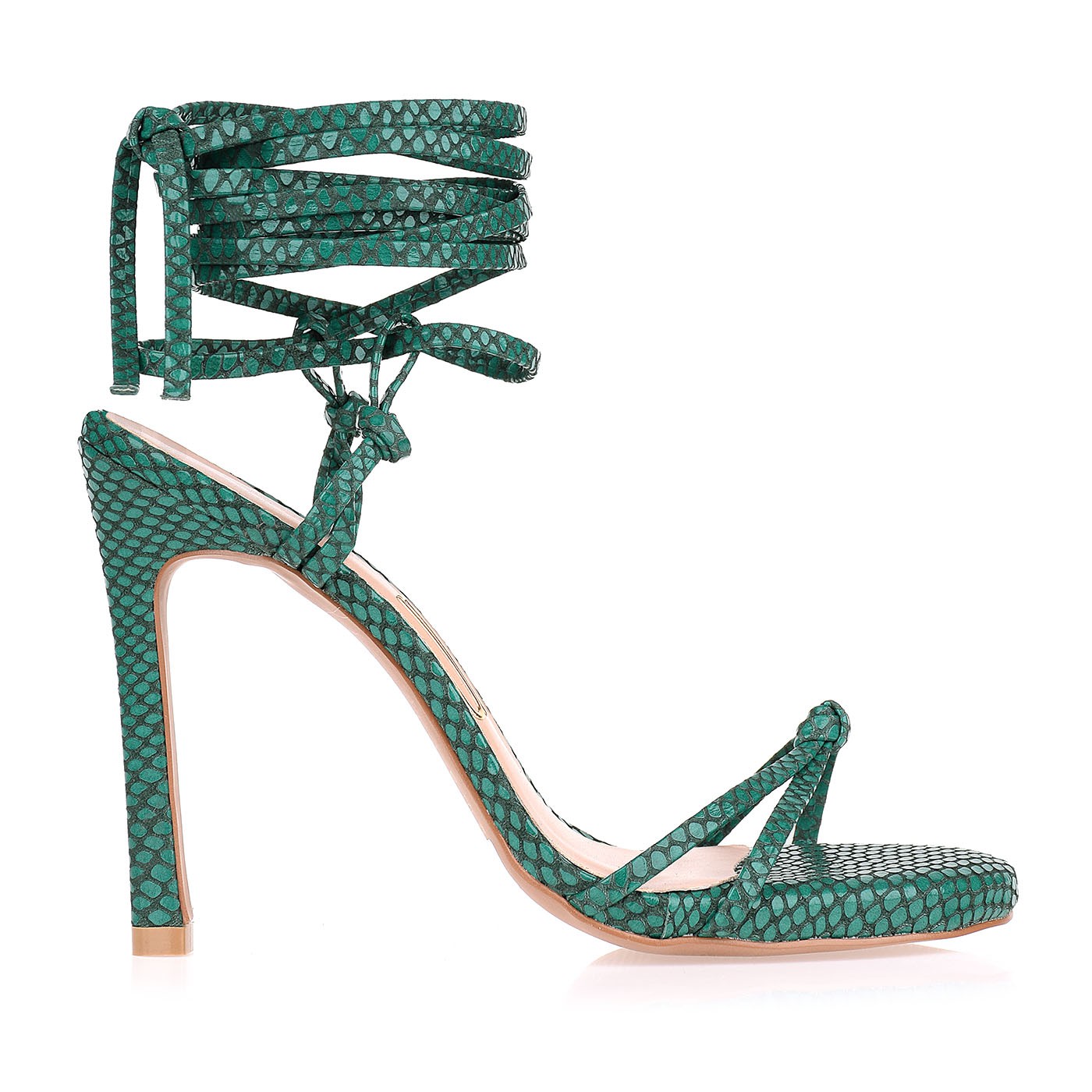 Sandália Salto Alto New Snake Evergreen