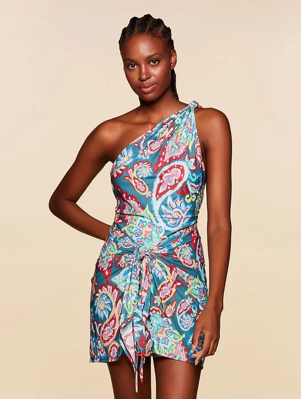Vestido Curto Estampado Puerto VERDE P