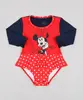 Maiô Infantil Minnie Manga Longa com Proteção UV50+ Vermelho 2