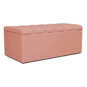 Recamier Calcadeira Bau 100 Cm Dalia Linho Rose Artte Rose