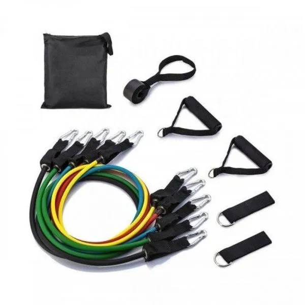 Kit Elásticos Extensores 11 Peças, Musculação Yoga Pilates- Jt-003
