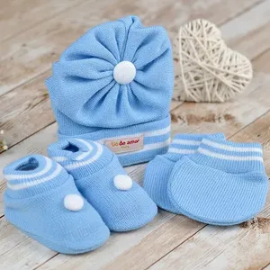 Kit Sapatos Luvas e Touca 1001 Azul - RN