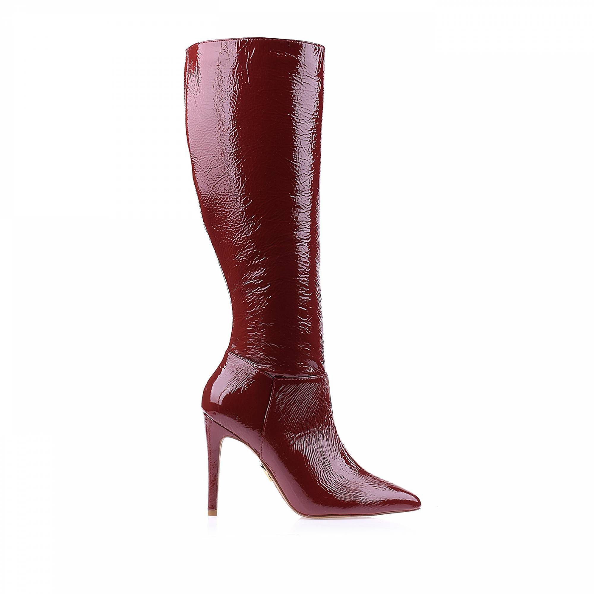 Bota Salto Alto Verniz Show Wine