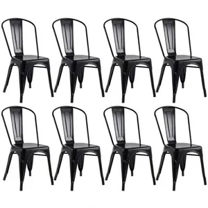 Kit Com 8 Cadeiras Empilhavel Tolix Preto Fosca Estilo Industrial E Conforto Para Qualquer Ambiente