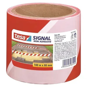 Fita De Demarcação De área Vermelho-branco 80mmx100m Tesa 58137