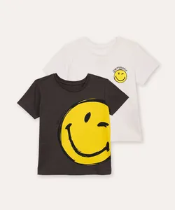 kit de 2 camiseta infantis smileyworld colorida 5