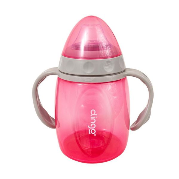 Copo com Alças e Bicos em Silicone - Clingo - Colors - Rosa - 220ml