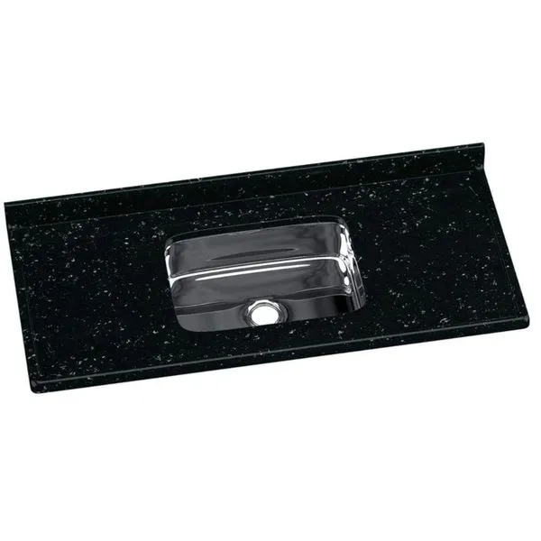 Pia Mármore AJ Rorato Sintético Granitada Com Cuba Em Inox 120x55cm Roralit Preto (MP)