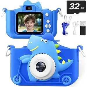 Câmera Kids Dinosauro Câmera 48 MP Cartão 32gb Azul A-BI