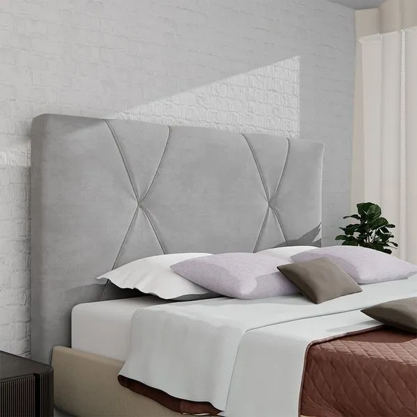 Cabeceira Casal Malu para Colchão 138cm Styllus Suede Cinza