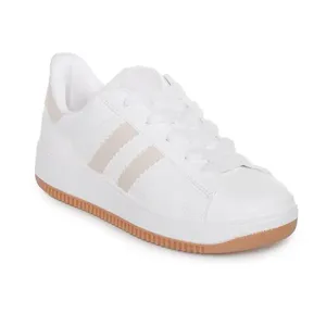 Tênis Feminino Casual Listras Quiz Branco e Bege - 35