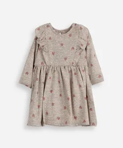 body vestido infantil corações com babado cinza 9-12