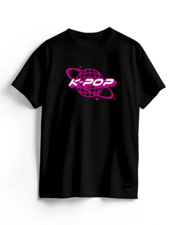 Camiseta Algodão Preta K-Pop Planet 12 / Preto