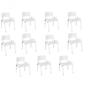 Kit 11 Cadeiras Infantil Iso, Escola, Base Branco-branco