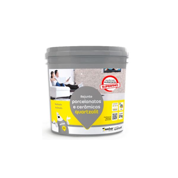 Rejunte Superfino Porcelanato e Cerâmica Cinza Ártico 2kg Quartzolit