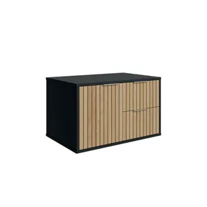 Armário Suspenso Para Banheiro Ripy 60Cm Preto Bumi