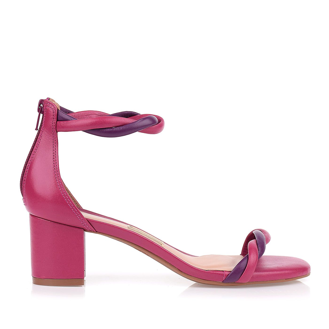 Sandália Salto Médio Fucsia