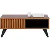 Mesa de Centro Colibri Jeri MDP com Pés de Madeira Maciça Noce Milano com Preto Fosco