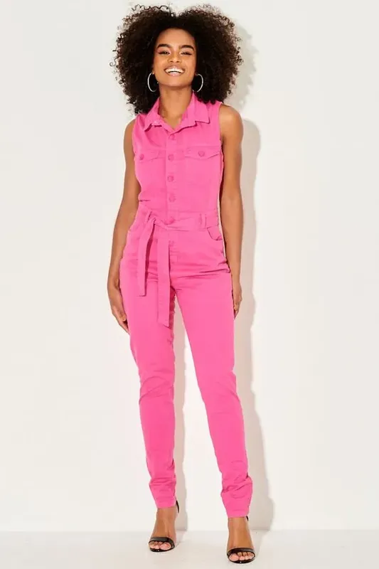 Macacão Longo Feminino Sarja Planet Girls Rosa Médio P