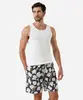 short masculino cós elástico floral verde P