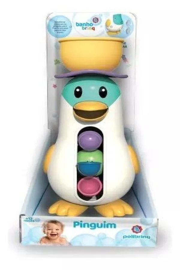 Brinquedo Para Bebe Banho Com Pinguim Polibrinq - BB3027