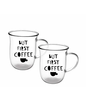 Jogo de Xícaras Dynasty Coffee Time em Vidro Borossilicato 350ml - 2 Peças