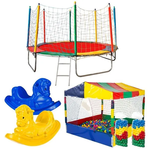 Cama Elastica com Piscina 3m 150kg Rede de Protecao 1000 Bolas 2 Gangorras Infantil Rotoplay Brinquedos Cama Elastica com Piscina 3m 150kg Rede de Protecao 1000 Bolas 2 Gangorras Rotoplay Brinquedos