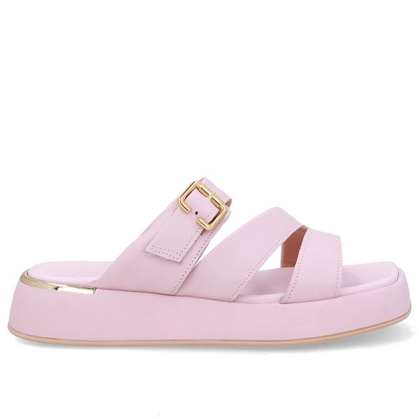 Tamanco Couro Rosa Detalhe Fivela 34