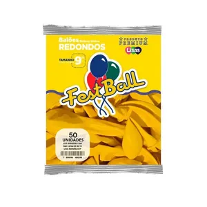 Balão Liso 9 Polegadas Amarelo 50 Unidades 174 - Festball