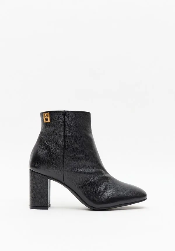 Bota Cano Baixo Salto Bloco Enfeite Preto 35