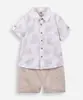 conjunto curto infantil de algodão folhagem off white 3-6