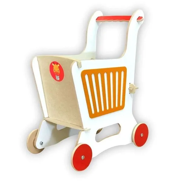 Carrinho De Supermercado Em Madeira - Laranja