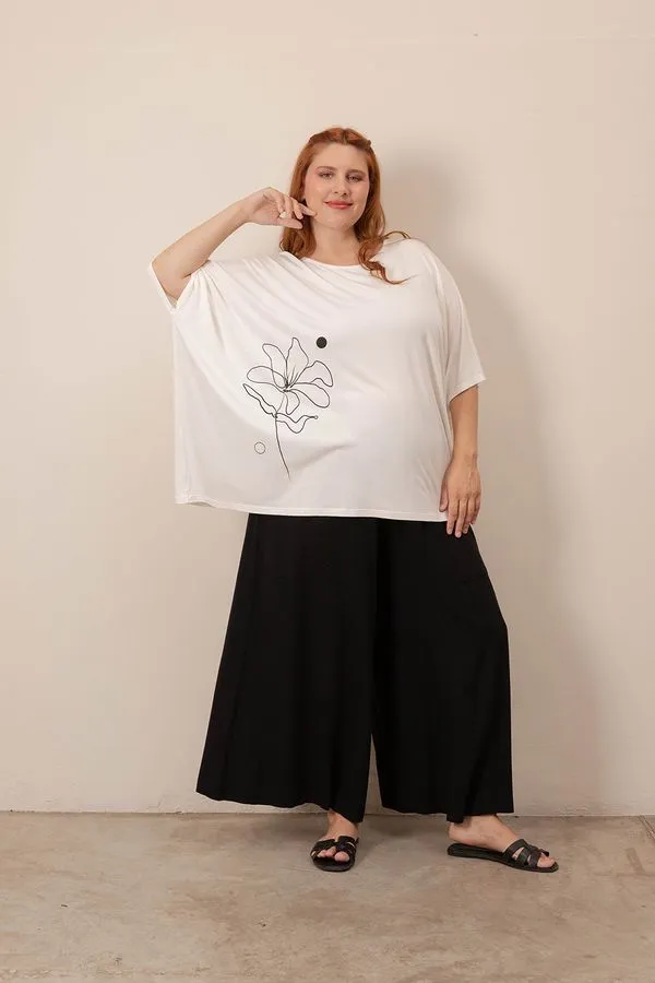 Blusa Ampla Plus Size Off White-Único