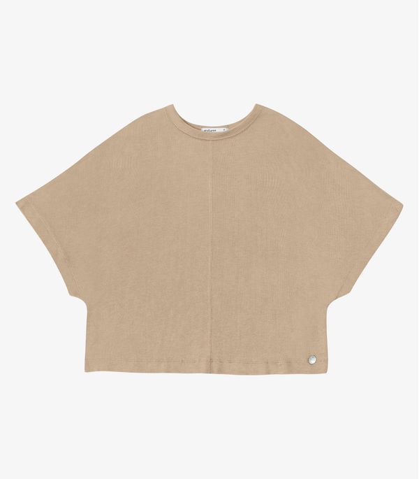 Blusa Feminina Ampla Viscotricot E Ribana Endless Bege G