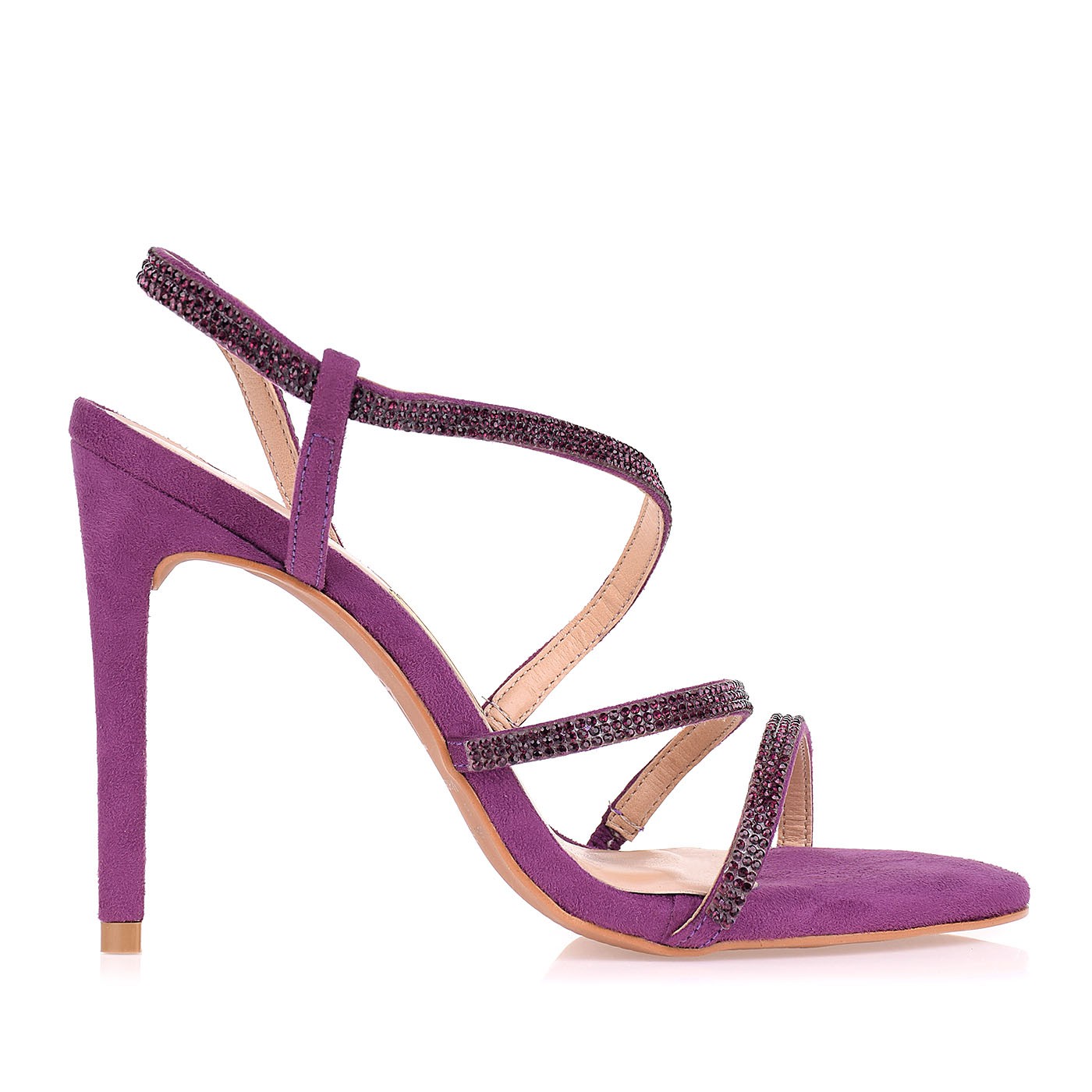 Sandália Salto Alto Camurça Grape