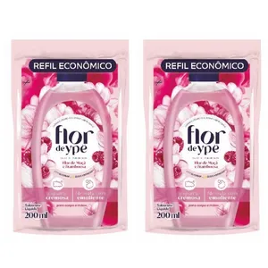 Kit c/2 Sabonetes Líquido Flor De Ype Refil 200ml Flor Macã /Framboesa