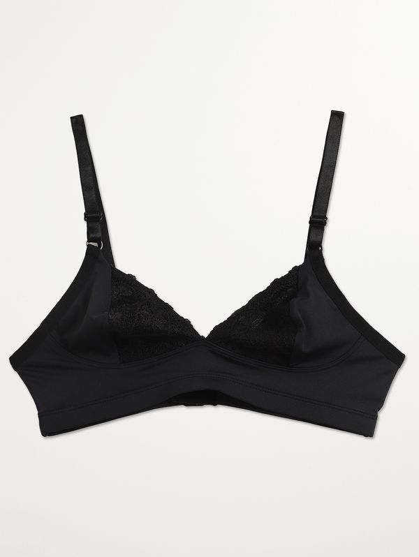 Sutiã Microfibra com Renda Sem Bojo Feminino PRETO G