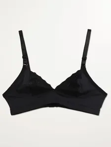 Sutiã Microfibra com Renda Sem Bojo Feminino PRETO G