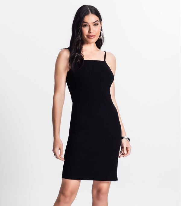 Vestido Canelado De Alça Select Preto P