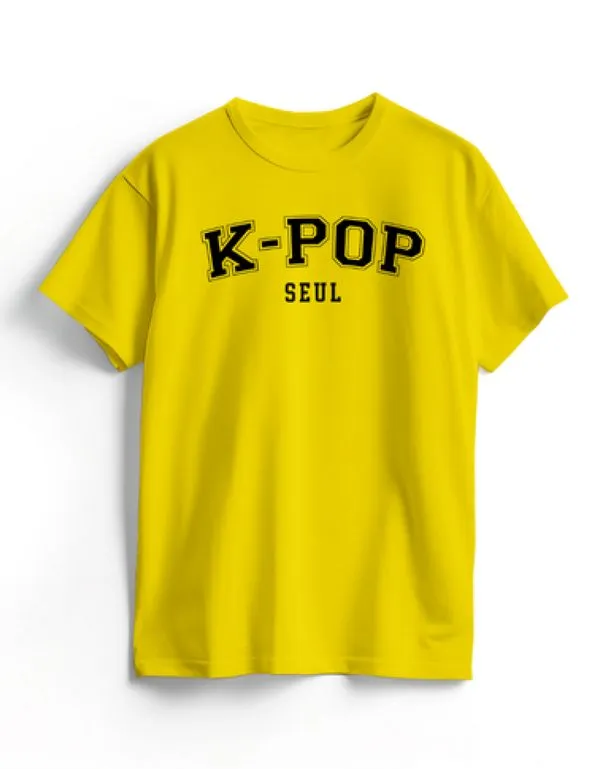 Camiseta Algodão Amarela K-Pop College M / Amarelo